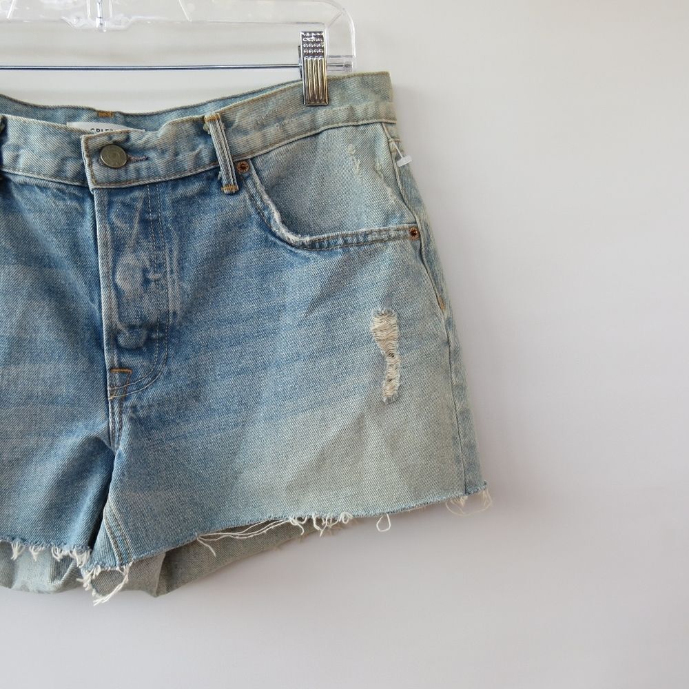 GRLFRND Shorts Women's 28 Blue The Adrianna Boho Distressed Jean Blue Shorts - Picture 4 of 16